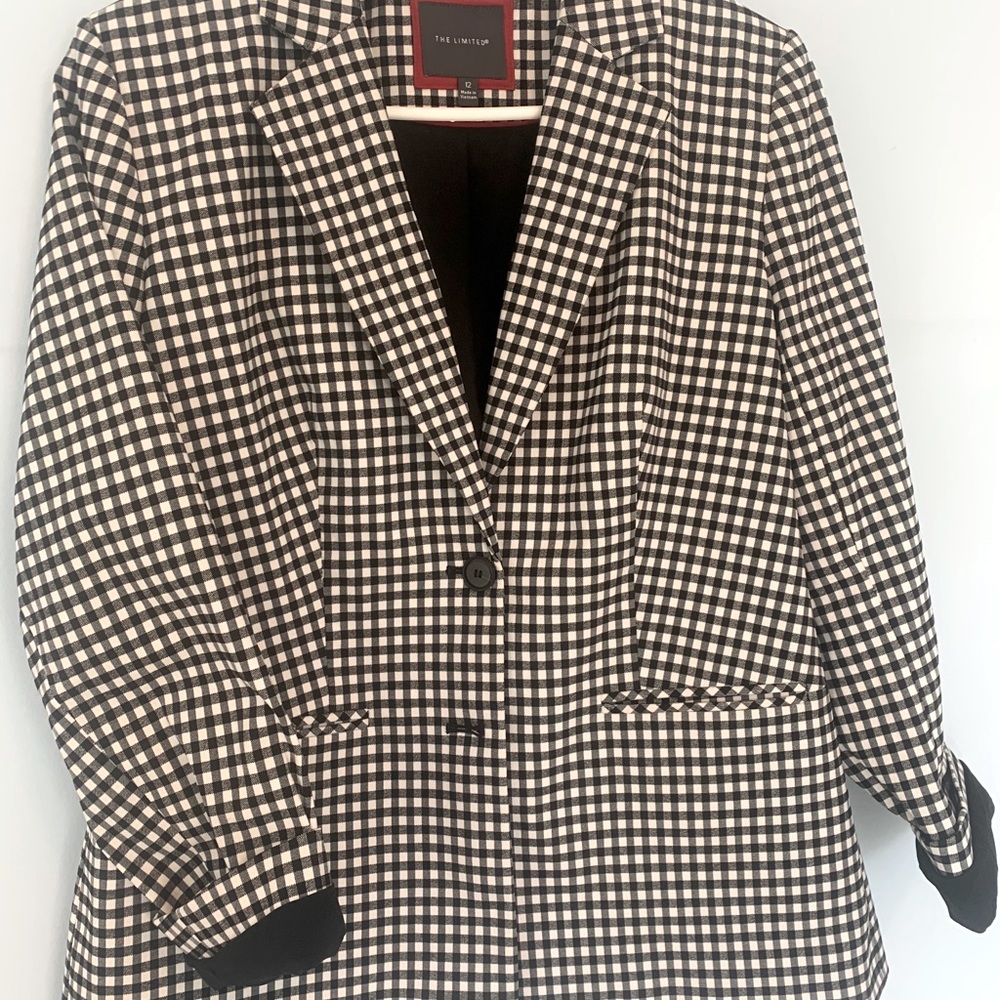 The Limited Blazer and Pants black & white gingham